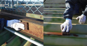 下塗りの前にケレンしてしっかり錆を落とします