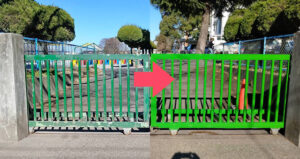 湖北台東小学校正門門扉の塗り替え事例