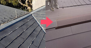 コロニアルからガルバリウムに交換した屋根の事例