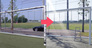 立教大学サッカーゴール塗り替え