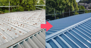 栗原塗装工業の塗装事例　我孫子市立久寺家中武道場屋根塗装