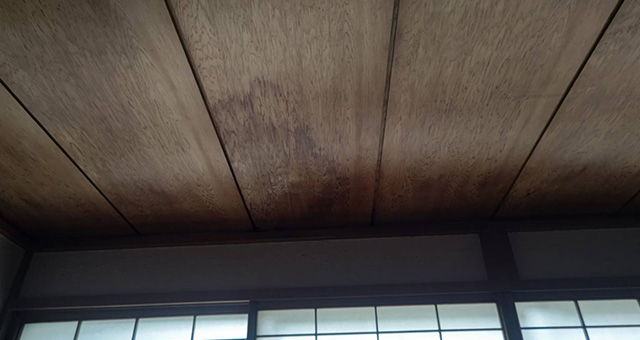 天井に雨漏りの形跡がありました