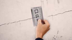 クラックスケールで外壁のひび割れを測る